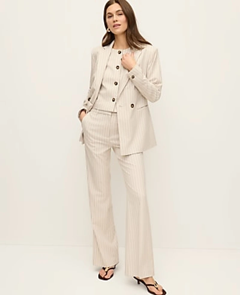 Ann Taylor The Petite Crop Crew Neck Vest Pinstripe Cream Multi Women's