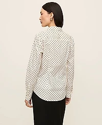Ann Taylor Dotted Perfect Shirt Size 12 Winter White Women's