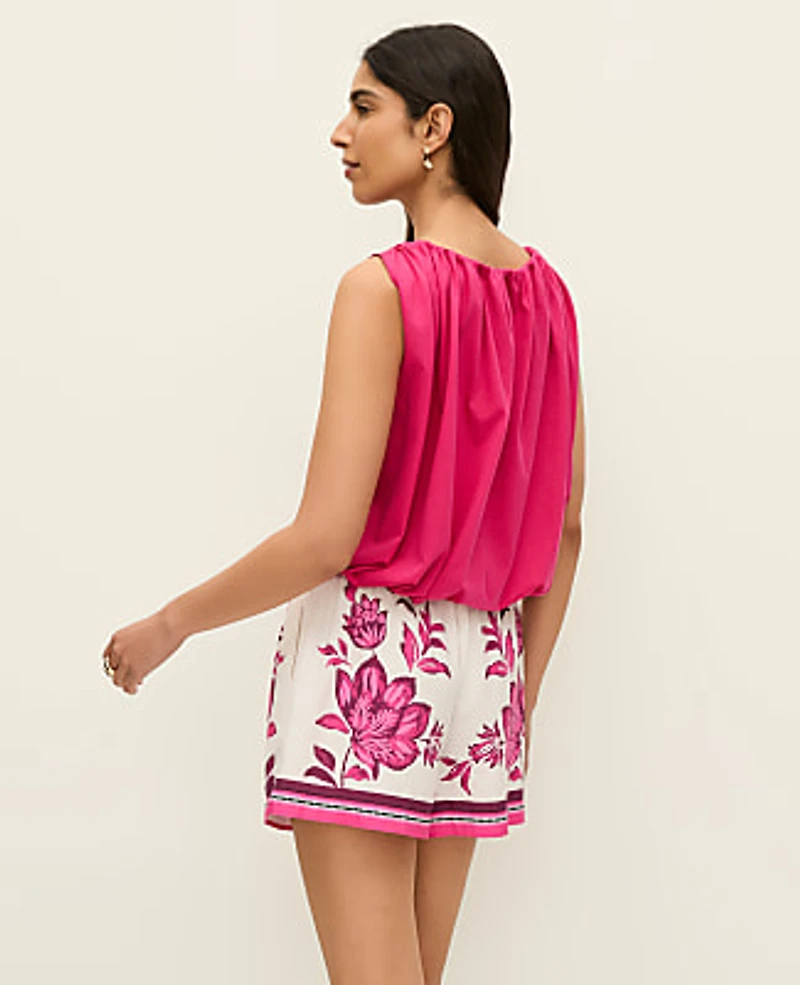 Ann Taylor Petite Gathered Bubble Hem Top Bougainvillea Women's