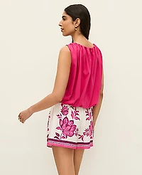 Ann Taylor Petite Gathered Bubble Hem Top Bougainvillea Women's