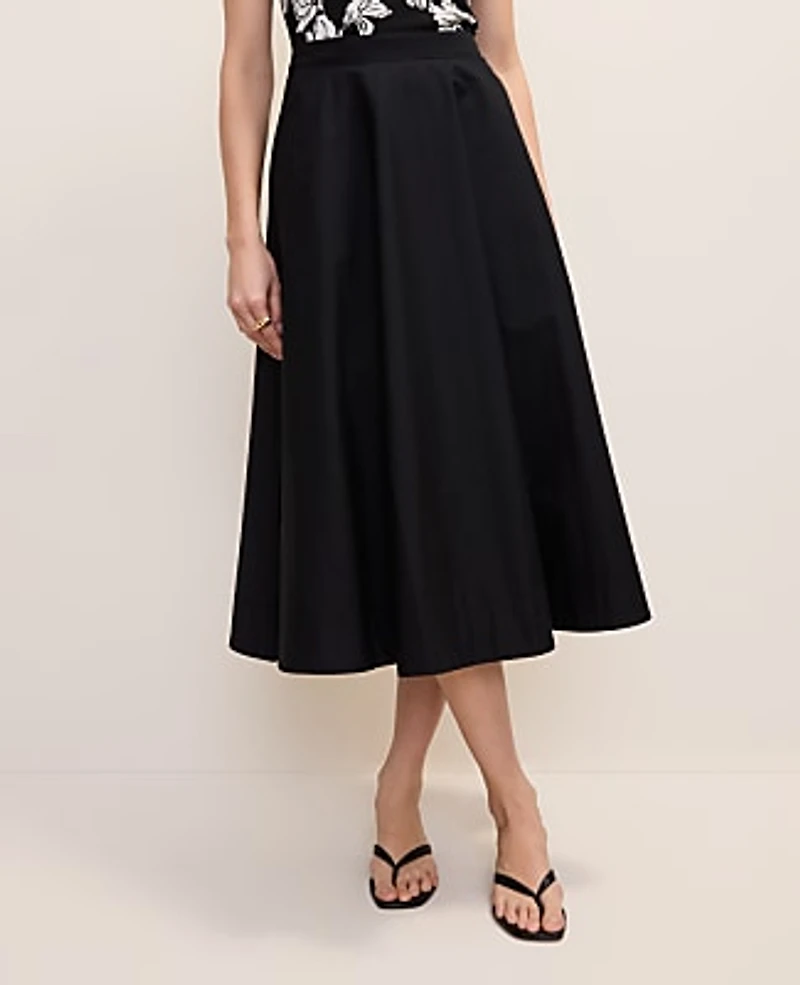 Ann Taylor Petite Full Midi Skirt Black Women's