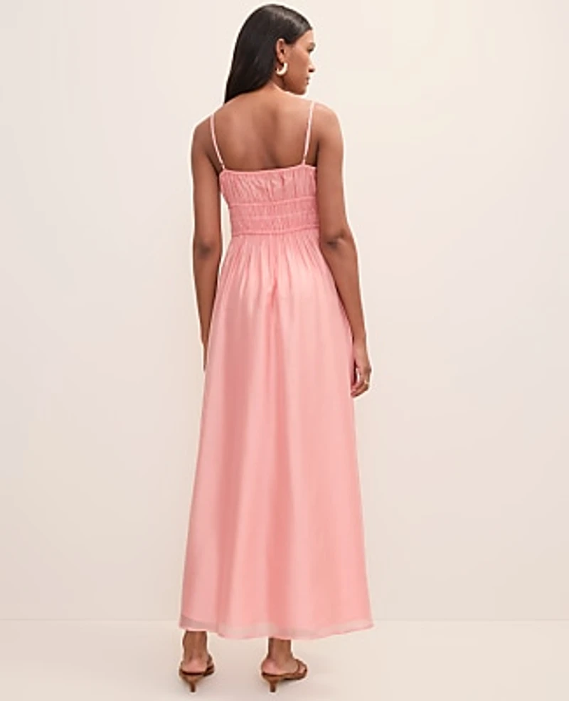 Ann Taylor Weekend Gathered Maxi Dress Light Coral Spice Women's
