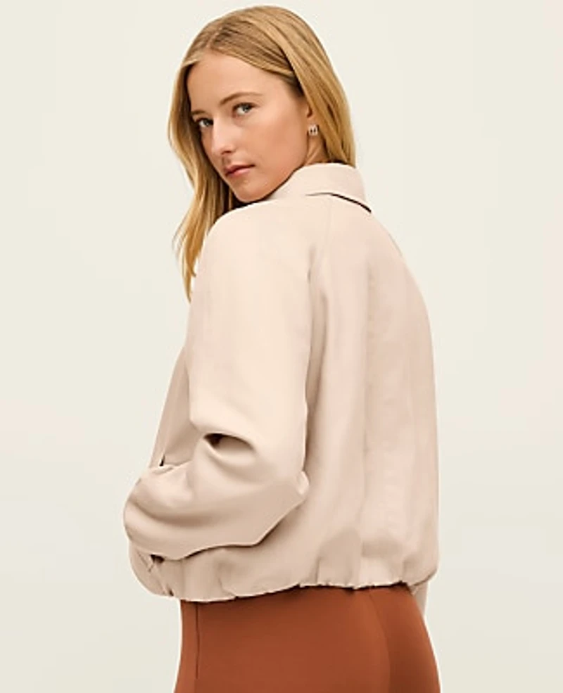 Ann Taylor Petite Bubble Collared Jacket Size XS Pale Sandalwood Women's