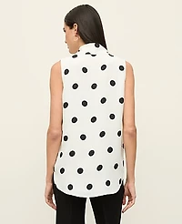 Ann Taylor Petite Dotted Bow Neck Shell Top Winter White Women's