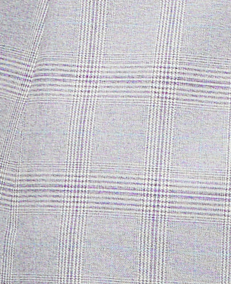 Ann Taylor The Petite Long Crew Neck Vest Plaid Blue/White Combo Women's