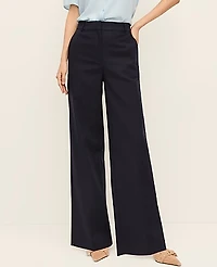 Ann Taylor The Petite Wide-Leg Pant in Doubleweave Size 0 Night Sky Women's