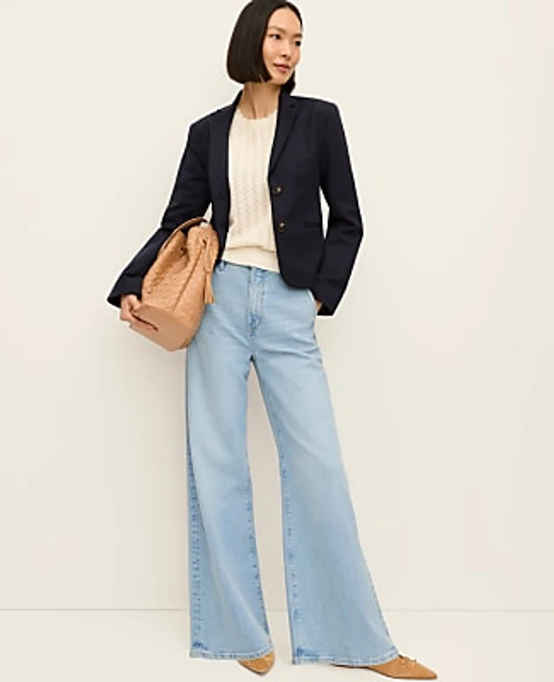 Ann Taylor The Petite Two-Button Blazer Doubleweave Night Sky Women's