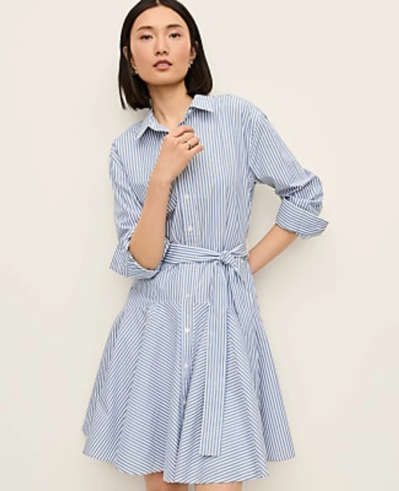 Ann Taylor Striped Shirtdress Size 14 Cool Cascades Women's