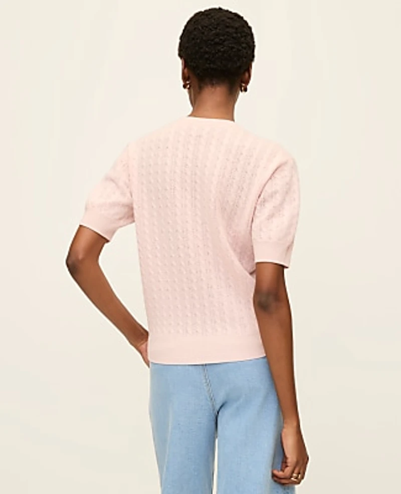Ann Taylor Cashmere Cable Stitch Wedge T-Shirt Women's