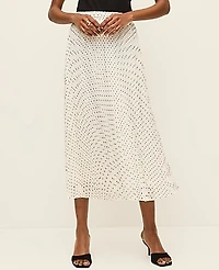 Ann Taylor Petite Polka Dot Chiffon Midi Skirt Size Large Winter White Women's