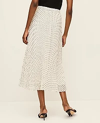 Ann Taylor Petite Polka Dot Chiffon Midi Skirt Size Large Winter White Women's
