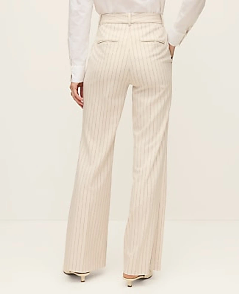 Ann Taylor The Petite Flare Trouser in Pinstripe Size 10 Cream Multi Pinstripe Women's