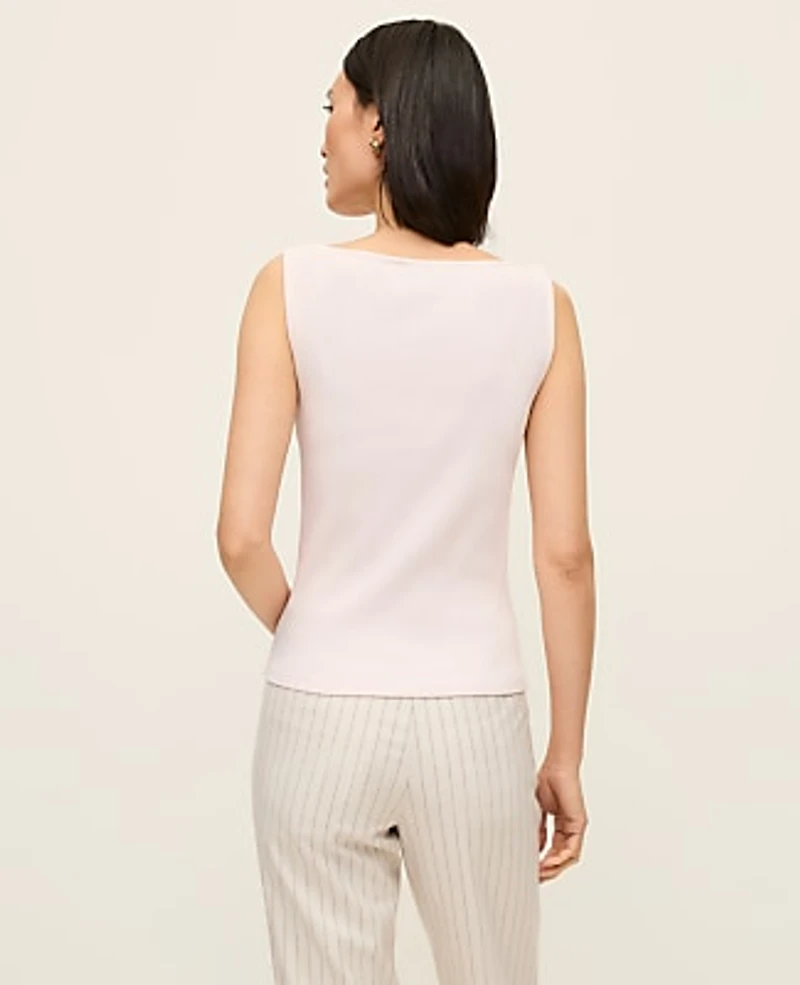 Ann Taylor Ribbed Sleeveless Button Top Women's