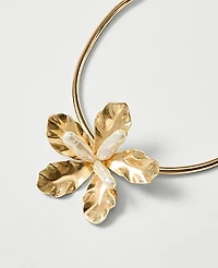 Ann Taylor Flower Statement Cuff Necklace Goldtone Women's