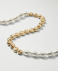 Ann Taylor Mixed Pearl and Metal Necklace Goldtone Women's