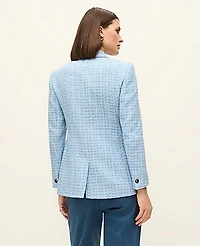 Ann Taylor The Petite Crosby Blazer Tweed Light Blue Multi Women's