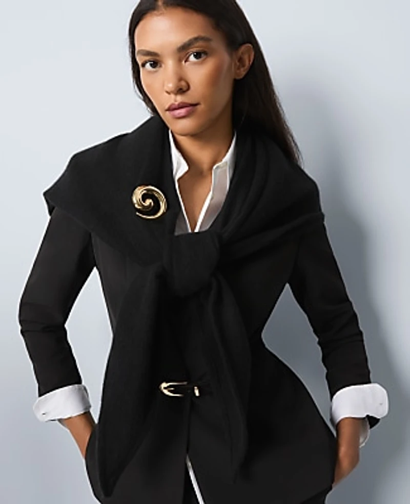 Ann Taylor Oversized Triangle Wrap Scarf Black Women's