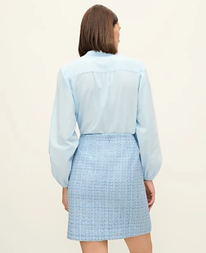 Ann Taylor Petite Tweed A-Line Skirt Size 0 Light Blue Multi Women's