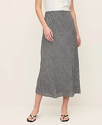 Ann Taylor Gingham Bias Midi Slip Skirt Black Women's