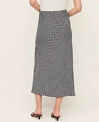 Ann Taylor Gingham Bias Midi Slip Skirt Black Women's