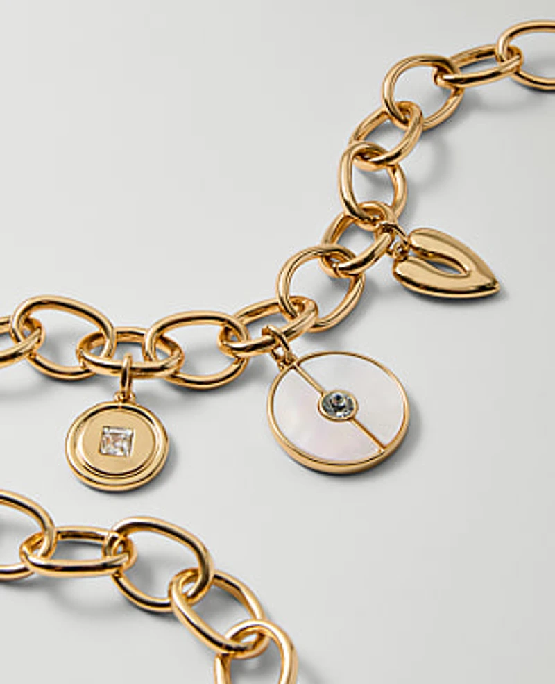 Ann Taylor Charm Necklace Goldtone Women's