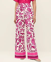 Ann Taylor The Floral Easy Fit Wide-Leg Pant Linen Pink Women's