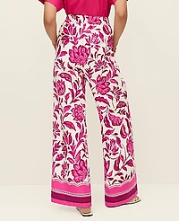 Ann Taylor The Floral Easy Fit Wide-Leg Pant Linen Pink Women's