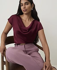 Ann Taylor Petite Satin Cowl Neck Top Women's