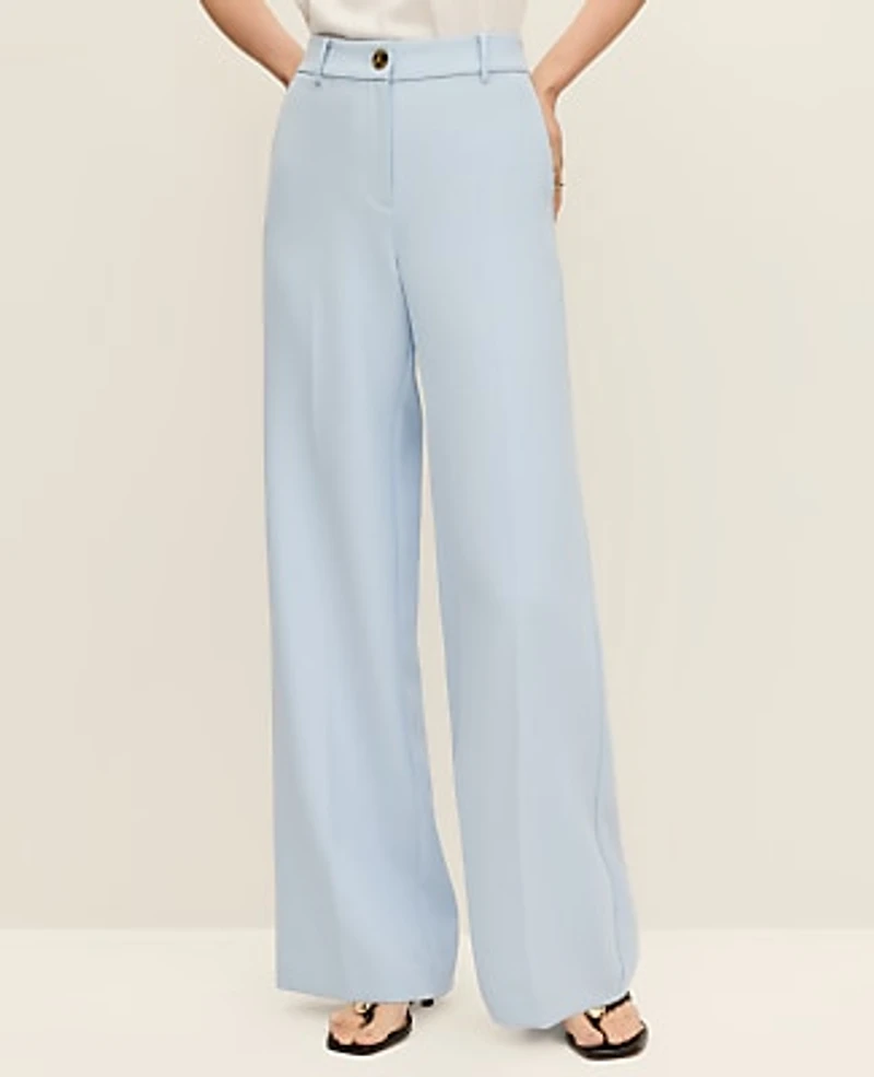 Ann Taylor The Petite Perfect Wide-Leg Pant Fluid Crepe Coastal Glow Women's