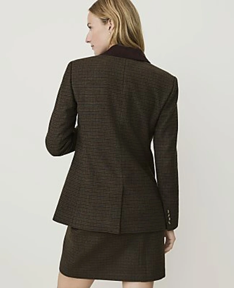 Ann Taylor Weekend Crosby Blazer Forest Houndstooth Combo Women's