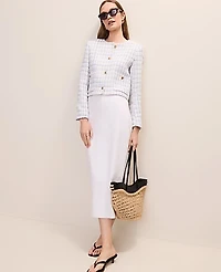 Ann Taylor Petite Patch Pocket Jacket Tweed Neutral/Blue Combo Women's