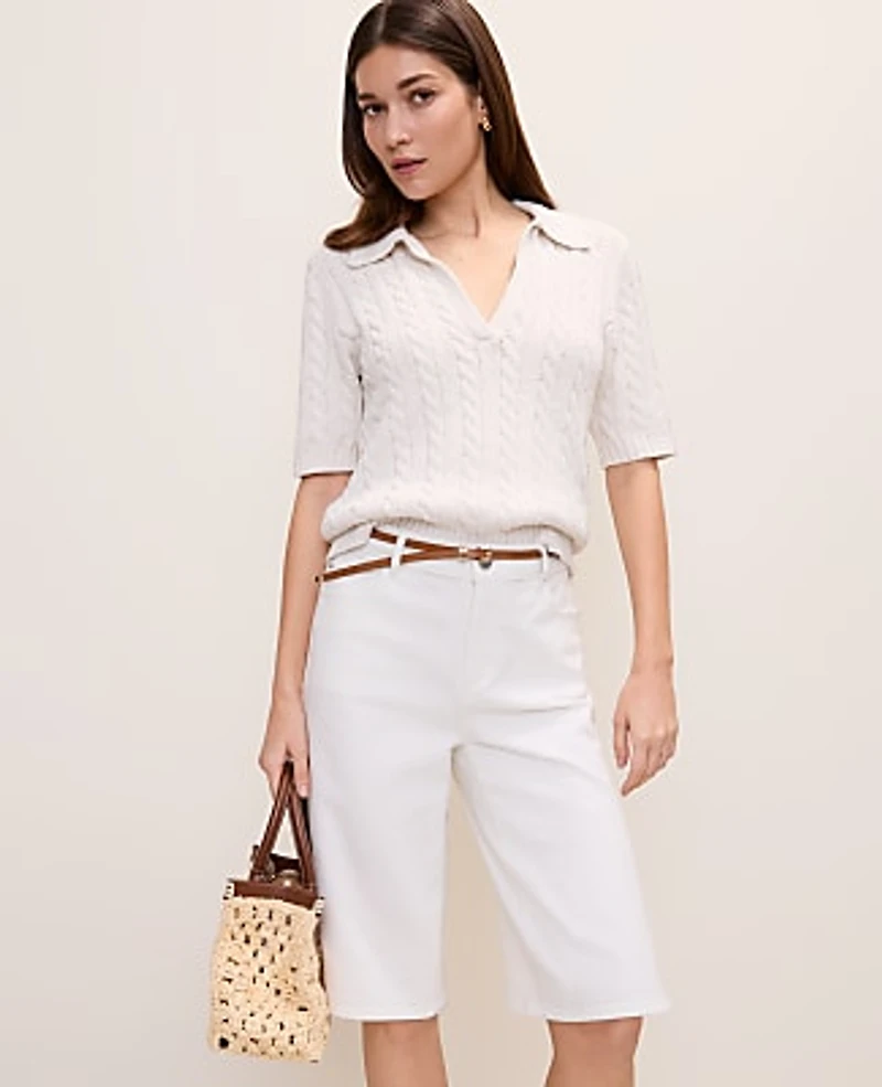 Ann Taylor The Petite Bermuda Short Size 14 White Women's
