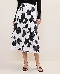 Ann Taylor Petite Floral Pleated Midi Skirt White Women's