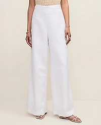 Ann Taylor The Petite Statement Palazzo Pant in Linen Blend Size 2 White Women's