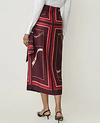 Ann Taylor Horsebit Print Wrap Skirt Satin A Purest Plum Women's