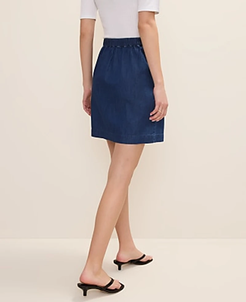 Ann Taylor Petite Weekend Tie Waist Denim Skirt Medium Wash Women's