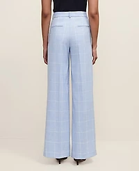 Ann Taylor The Petite Wide-Leg Pant in Windowpane Size 8 Blue/Neutral Women's