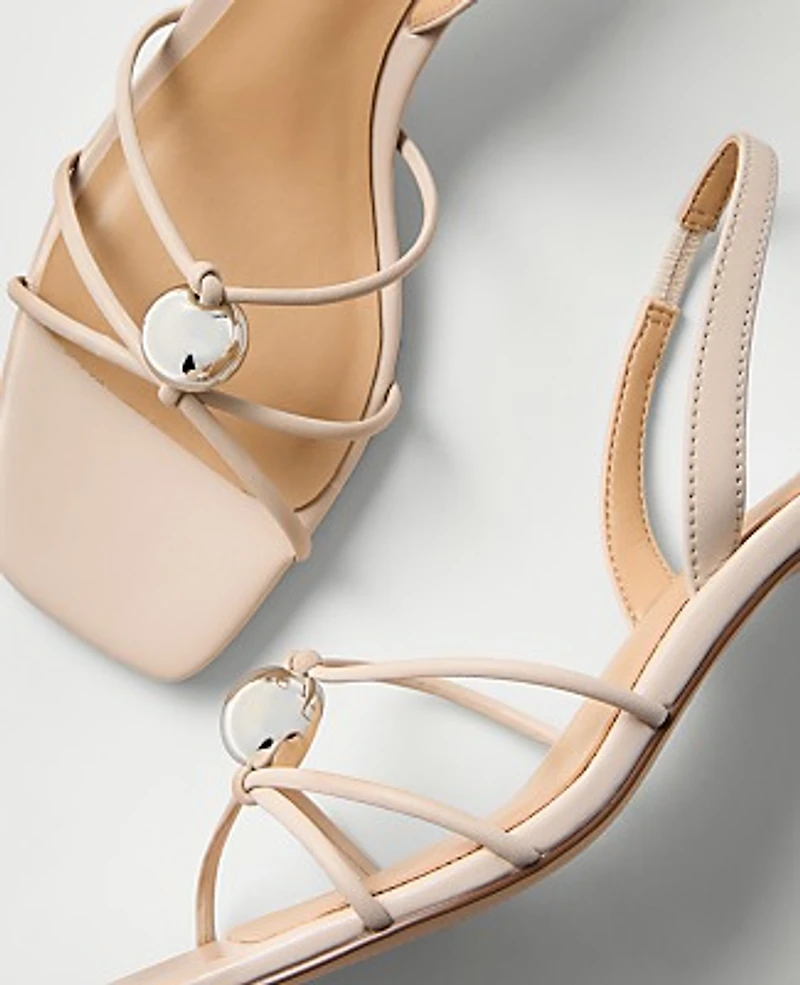Ann Taylor Leather Embellished Kitten Heel Sandal Women's