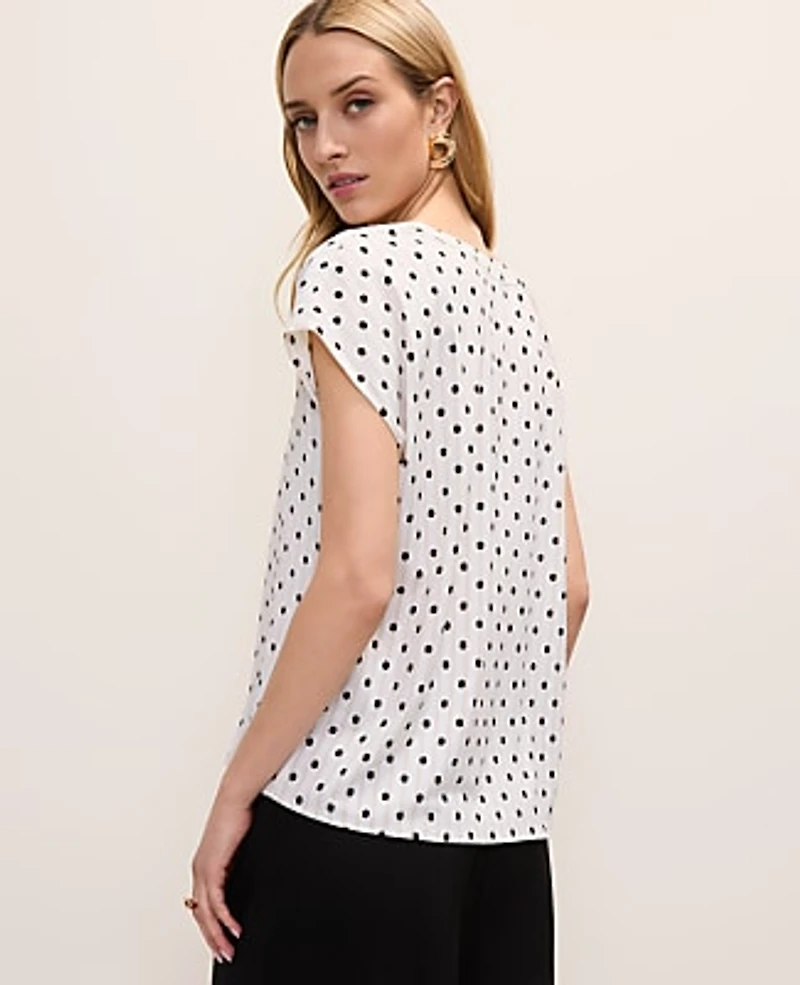 Ann Taylor Polka Dot Top Pale Sandalwood Women's