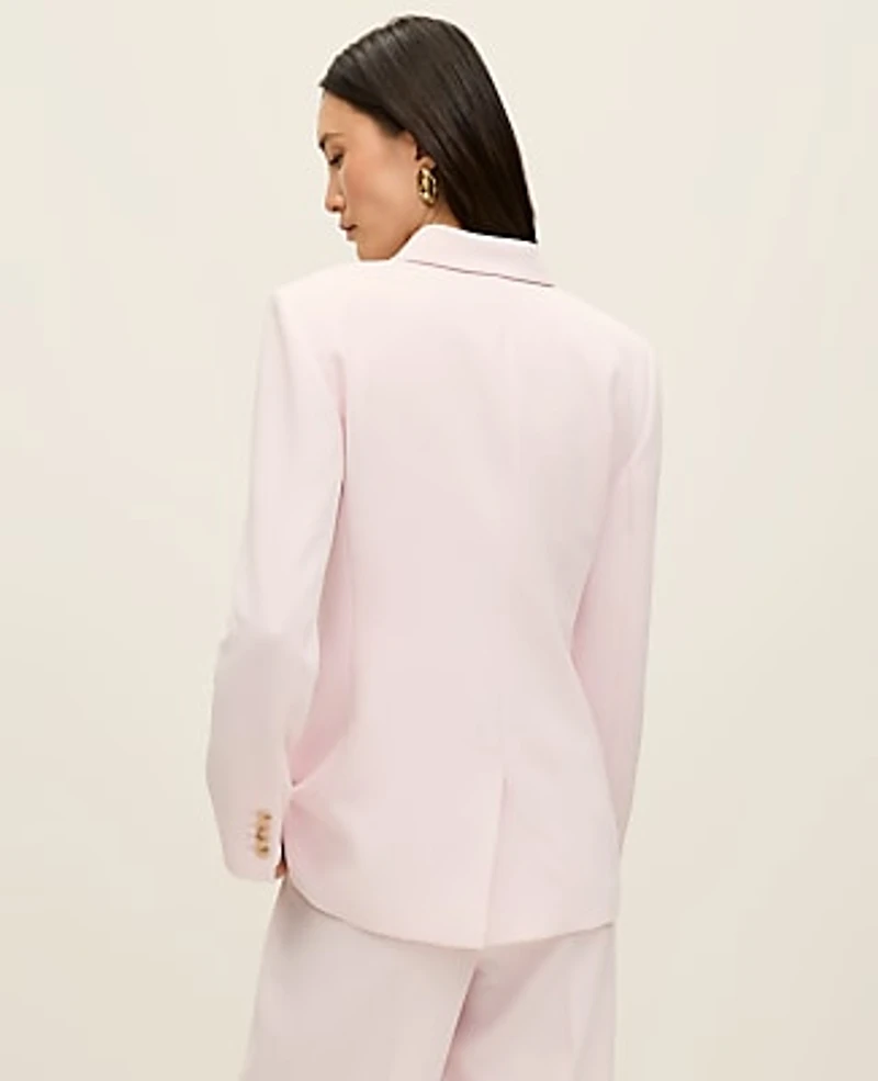 Ann Taylor The Petite Greenwich Blazer in Textured Crepe Size 2 Blush Haze Women's
