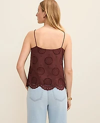 Ann Taylor Weekend Eyelet Tank Top Rich Walnut Women's