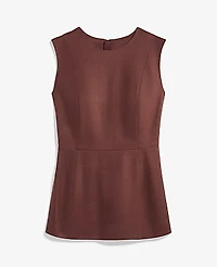 Ann Taylor The Petite Long Crew Neck Top Linen Blend Rich Walnut Women's