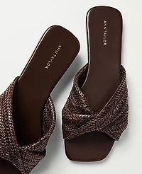 Ann Taylor Weekend Knotted Straw Flat Women's