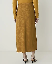 Ann Taylor Petite Paisley Jacquard Midi Slip Skirt Gilded Gold Women's