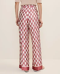 Ann Taylor The Petite Wide-Leg Pant Satin Geo Print Winter White Women's