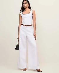 Ann Taylor Petite Crochet Trim Tank Top White Women's