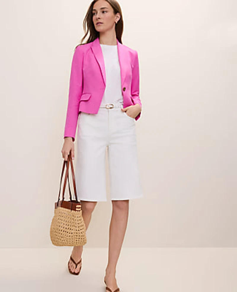 Ann Taylor The Petite Modern Newbury Blazer Linen Blend Women's