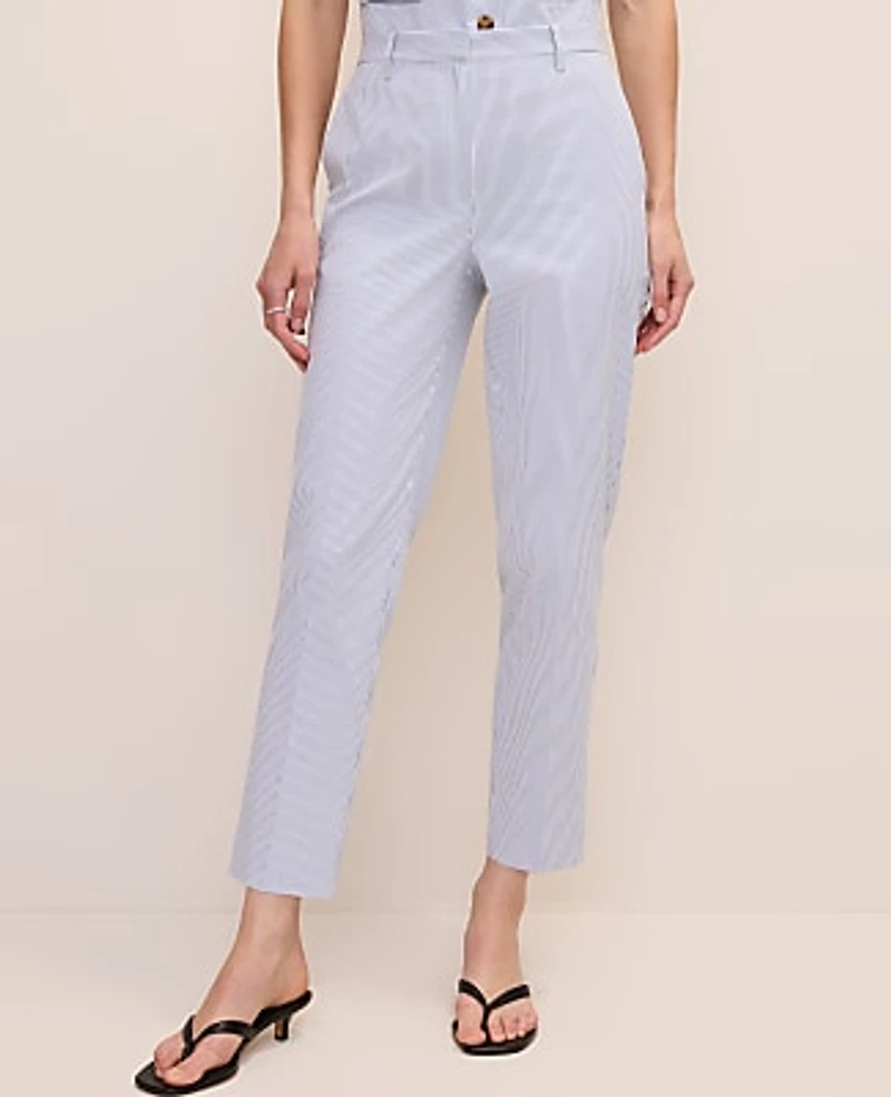 Ann Taylor The Petite Ankle Pant Seersucker Ocean Oasis Stripe Women's