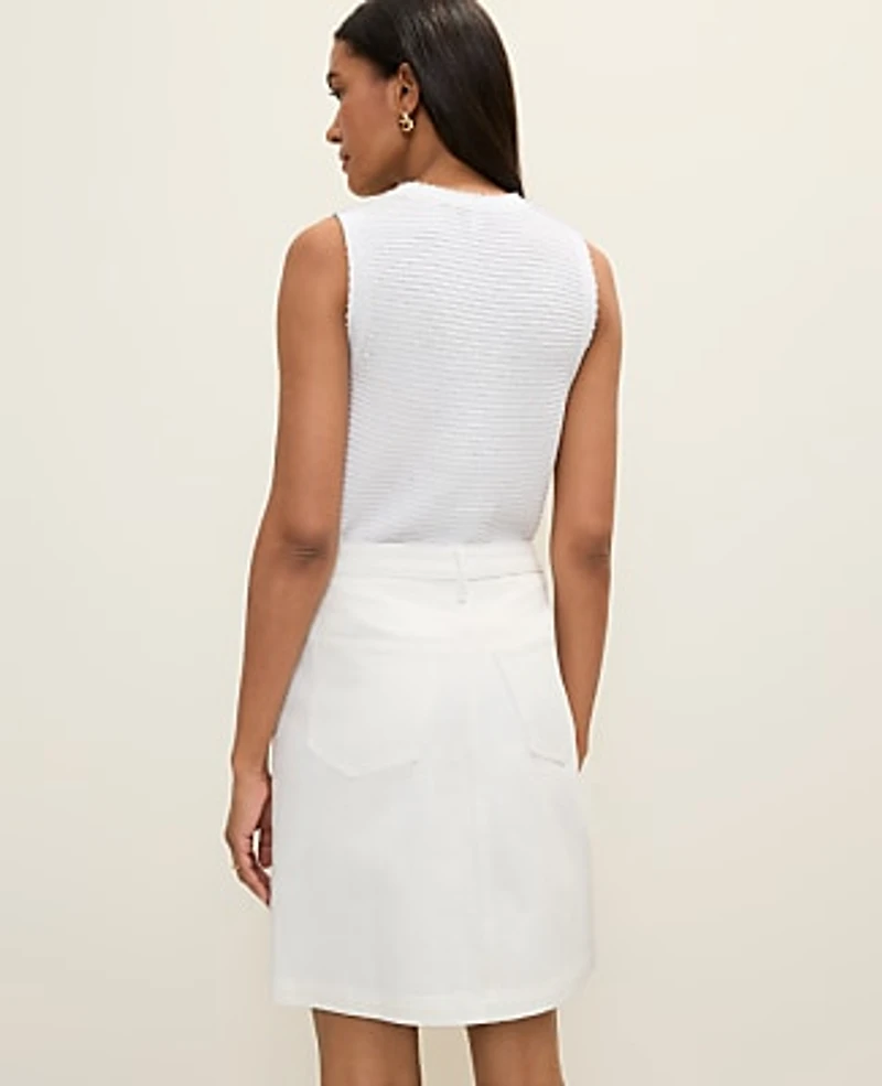 Ann Taylor Weekend Eyelet Denim Skirt White Women's