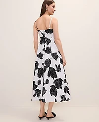 Ann Taylor Floral Midi Dress Linen Blend White Women's